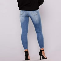 Voss ženska rastezljiva rupa s tamnim trapericama dizanje uznemirenih pantala sa pantalonama iz džepa