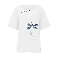 Košulje za žene Trendi Ljeto kratki rukav V-izrez Ležerne prilike Cvjetni print Bijeli XXXXL
