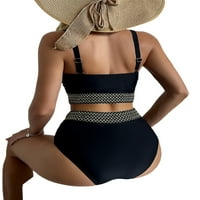 Pfysire Women guraju bikini set visokog struka BoyShorts kupaći kostim na plaži crni m