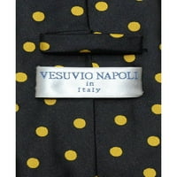 Vesuvio Napoli Black W Yellow Polka Dots Nectie Handkerchief Podudaranje kravata