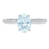 1CT ovalni rez plavi simulirani dijamant 14k bijelo zlatni godišnjica za angažman prsten veličine 7.25