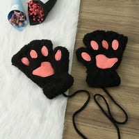 Hesxuno rukavice bez prstiju za žene Ženske hlačene rukavice slatke mačke kandže medvjedi šape plišane