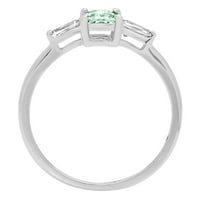 0,8CT smaragdni rez zeleni simulirani dijamant 18k bijeli zlatni godišnjički angažman kamena prstena