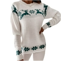 Ženska moda O-izrez Božićni tisak udoban dugi rukav labav džemper TOP SLIM TUNIC DRESSY DUGEAT TRENDY