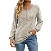 Anuirheih pleteni džemper za žensko ovratnik s dugim rukavima, pulover jeseni zimski posadni gornji