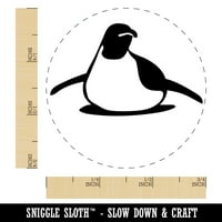 Slatki car pingvin polaganje ili klizanje na trbuhu samo-inkingu gumenim mastilom za mastilo - plava
