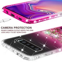 Za Samsung Galaxy S Plus S10 + Case w [TPU zaštitnik ekrana] Slatka sjaja tekućina Quicks i vodopad