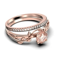 Prsten od vinove loze, Boho & Hipie 1. CARAT kružni morgatit i dijamantski morska zaručnički prsten,