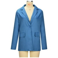 Funicet Blazer jakne za žene Ženska gumb Solid Color Džepni rekreativni kaput dugih rukava