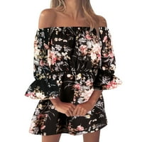 SKPBlutn Ljetne haljine za bez rukava s ramena cvjetne kratke mini labave zabave modne casual haljine
