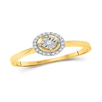 Čvrsti 10k žuto zlato okruglo Diamond Solitaire Halo Bridal Vjenčani prsten za venčanje CT. - Veličina
