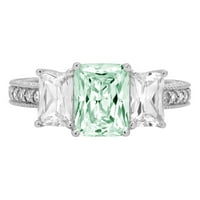 3.61ct smaragdni rez zeleni simulirani dijamant 14k bijelo zlato graviranje izjava godišnjica Angažman