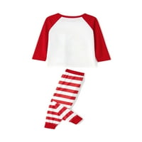 Nokpsedcb božićne pidžame za obiteljski crtani ekran tisak dugih rukava + prugaste hlače za spavanje