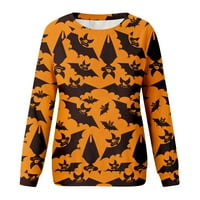 Halloween majice za žene Halloween Print Dugi rukav pulover Top bluza narandžasta xl
