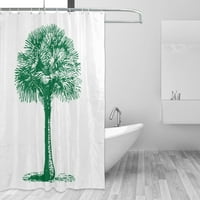 Vodootporna kupatila za zavjese od tuš kabine, zelena palma u obliku tuš za tuširanje set s kukama,