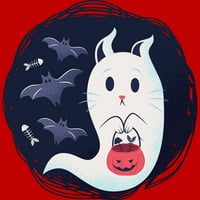 Halloween Ghost Cat Boys Carcoal Grey Graphic Tee - Dizajn ljudi L