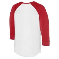 Ženski sitni otvor bijeli crveni cincinnati crveni bejzbol suza 3 majica od raglan 4 rukava