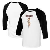 Ženska malena kamena bijela crna Arizona Diamondbacks trostruki sačići 3 4-rukave raglan majica