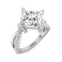 Garland - Moissite Princess Cut Lab Diamond Angažman prsten sa detaljima omota
