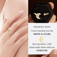Heiheiup Star Moon Zircon Ring Ženska moda Jednostavni nakit Svježe usta Copper Ring Girls Prstenovi