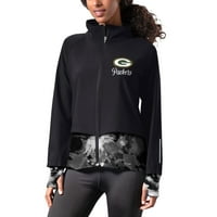 Žene MS od Michaela Strahana Crna Green Bay Packers Grace Raglan punog zip jakna