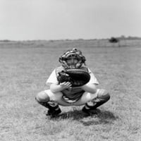 Bejzbol hvatač koji čeka otisak kugličnog plakata