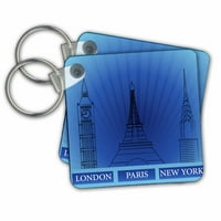 3Droza London, Pariz i New York Historical Strukture u plavom - ključni lanci, 2. po, setu 2