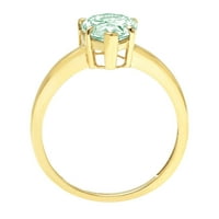 2.0ct kruška zelena simulirana dijamant 18k žuti zlatni gravirajući izjavu godišnjica Angažman vjenčanje