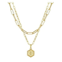 Ogrlice za žene ženski šesterokutni oblik Privjesak zlatni dvostruki papir Clip ogrlica zaljubljena