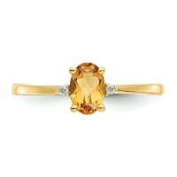 10k žuto zlatni prsten sa kamenjem novembarskog citrina ovalnog dijamanta okrugla bijela, veličine 8