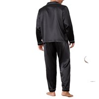 Grafički ovratnik pidžama Pijama setovi s dugim rukavima Crnim muškarcima Loungeweb Sets PJ set