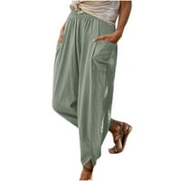 Žene pune dužine hlače Čvrsto povremeni ležaljke Ležerne prilike salonske pantalone Coverl Buttle pantalone