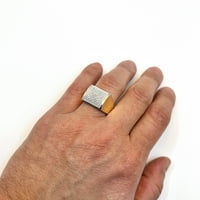 0,40ctw Natural Diamond 10K zlatni dvotonski žuti pravokutni muški prsten