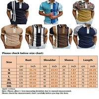Groanlook Men Classic Fit rever vrat T majice sa zatvaračem s kratkim rukavima Majica Golf prugasti
