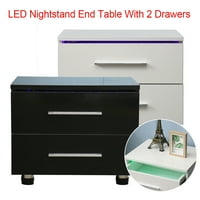 Moderna ladica za noćnu garnituru visoke sjaj Noćni krajnji stol Spavaća soba s LED svjetlom RGB