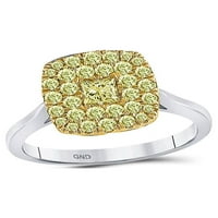 Jewels 14kt dvotonski zlatni ženski princeza žuti dijamant SOLITAIRE kvadratni okvir Prsten CTTW veličine