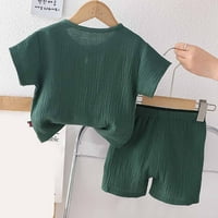 DXHMONEYH TODDLER Baby Boys 'ljetne odjeće Ležerne prilike kratkih rukava Postavite čvrstu osnovnu majicu