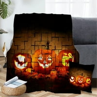 Halloween Dekorativna pokrivačica s jastukom, narančasta pokrivačica za Halloween za djevojku tinejdžera,