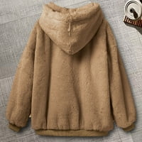 Guvpev Ženski zimski kaput s dugim rukavima s dugim rukavima Fleece Outerywer Dukserski kaput - Khaki