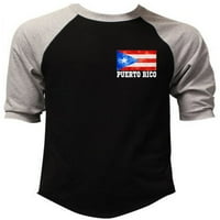 Muška portoriko zastava za zastavu Crno siva Raglan bejzbol majica Mala crna siva