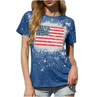 Ženske majice za zastavu u SAD-u Dressy casual s kratkim rukavima u nevolji od 4. jula Patriots T majica