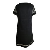 Yuwull haljine za žene sandress modne žene casual v-izrezani od ispisanih čipki šivanjem kratkih rukava