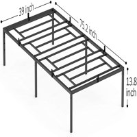 Metalni okvir za krevet na platformi 39 75.2 13.8 okvir za krevet sa skladištem, crni, blizanci