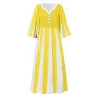 Haljine za žene Dužina gležnja Ležerne snimke od tiskanih rukava s V-izrezom Ljetna haljina žuta 3xl