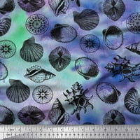 Soimoi pamučna voil tkanina Direction Compass & Seashell Ocean tiskani tkaninski dvorište širom