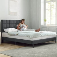 Molblly Twin Size krevet s tkaninom tapaciranim uzglavljenim, tamno sivom, jednostavnom montažom