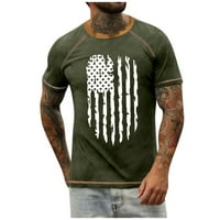 Huachen Muškarci Raglan majica Vintage kratki rukav Okrugli dan Nezavisnosti Nezavisnost