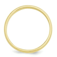 14KT Žuta zlatna pola okrugla vjenčana prstena Veličina 12. Klasični dovodni nakit Idealni pokloni za
