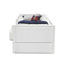 Kamaflexi Twin Sizeni krevet sa zaštitnim dijelovima i ladicama - uzglavlje od ploče - bijeli finiš