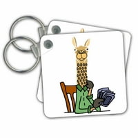 3drose smiješno slatka lama igrati karton crtani - ključni lanci, 2. po, skup od 2